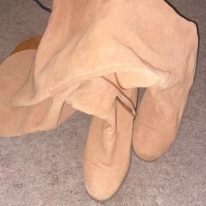 Blush suede over the knee boot